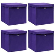 Greatstore Škatle za shranjevanje s pokrovi 4 kosi vijolične 32x32x32 cm