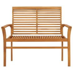 Vidaxl Vrtna klop s krem blazino 112 cm trdna tikovina