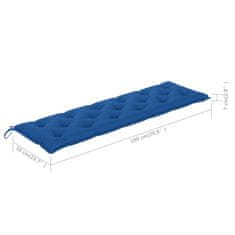 Vidaxl Vrtna klop z modro blazino 175 cm trdna tikovina