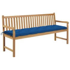 Vidaxl Vrtna klop z modro blazino 175 cm trdna tikovina