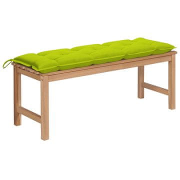 Vidaxl Vrtna klop s svetlo zeleno blazino 120 cm trdna tikovina