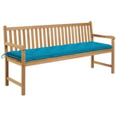 Vidaxl Vrtna klop s svetlo modro blazino 175 cm trdna tikovina