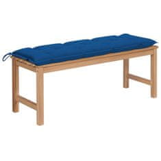 Vidaxl Vrtna klop z modro blazino 120 cm trdna tikovina