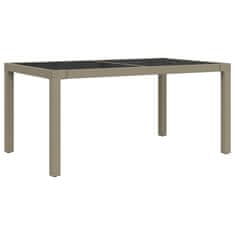 Vidaxl Vrtna miza 150x90x75 cm kaljeno steklo in poli ratan bež