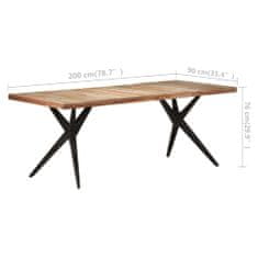 shumee Jedilna miza 200x90x76 cm trden predelan les