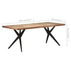 Vidaxl Jedilna miza 200x90x76 cm trden predelan les