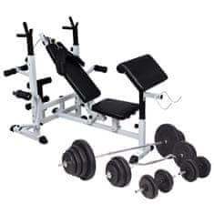 Vidaxl Vadbena klop s kompletom uteži in stojalom 120 kg