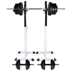 Vidaxl Stojalo za uteži s kompletom uteži in palic 60,5 kg