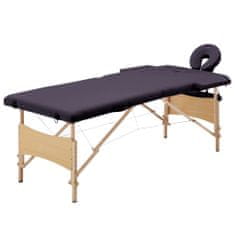 Greatstore Zložljiva masažna miza 2-conska les vijolična