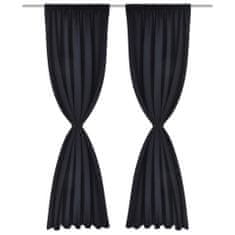 shumee 2 kosa črnih zarobljenih zaves z obročki 135 x 245 cm