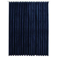 shumee Zatemnitvena zavesa z obešali žametna temno modra 290x245 cm
