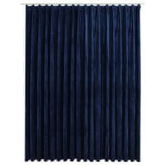 Vidaxl Zatemnitvena zavesa z obešali žametna temno modra 290x245 cm