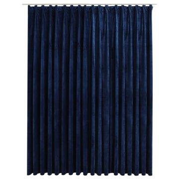 Vidaxl Zatemnitvena zavesa z obešali žametna temno modra 290x245 cm