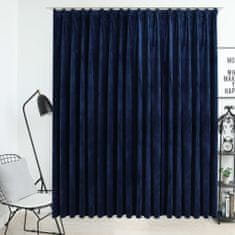 shumee Zatemnitvena zavesa z obešali žametna temno modra 290x245 cm