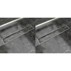 Vidaxl Kanaleta za tuš 2 kosa 630x140 mm nerjaveče jeklo