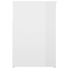 Vidaxl Klop za čevlje visok sijaj bela 80x30x45 cm iverna plošča