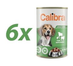 Calibra Premium konzerva za pse, jagnje, govedina in piščanec v želeju, 6 x 1240 g