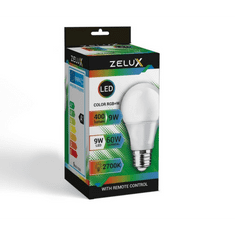 ZELUX LED sijalka E27 9W A60 RGB + toplo bela 2700K z daljinskim upravljalnikom