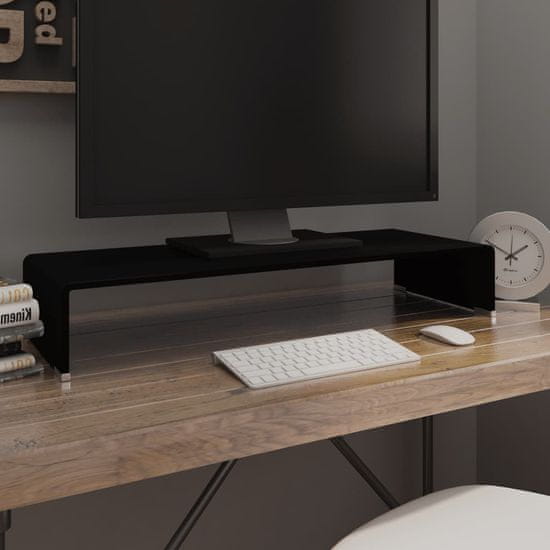 Vidaxl Stojalo za TV/Računalniški Zaslon Črno Steklo 80x30x13 cm