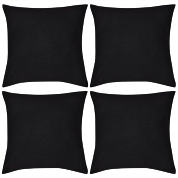 Vidaxl Prevleke za Blazine Bombaž 50 x 50 cm 4 kosi Črne Barve