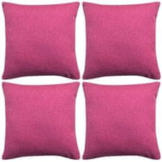 Vidaxl Prevleke za Blazine 4 kosi Videz Platna Roza 80x80 cm