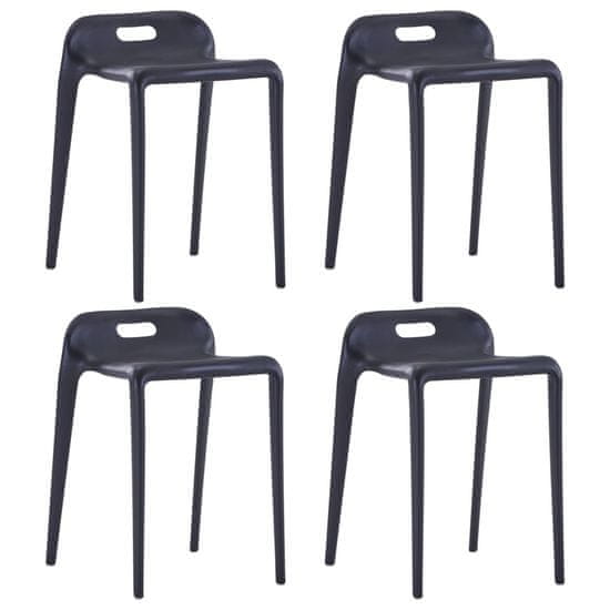 Vidaxl Stolčki 4 kosi črna plastika