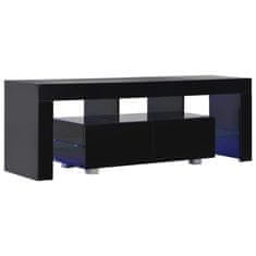 Vidaxl TV omarica z LED svetilkami visok sijaj črna 130x35x45 cm