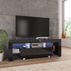 Vidaxl TV omarica z LED svetilkami visok sijaj črna 130x35x45 cm