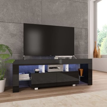 Vidaxl TV omarica z LED svetilkami visok sijaj črna 130x35x45 cm