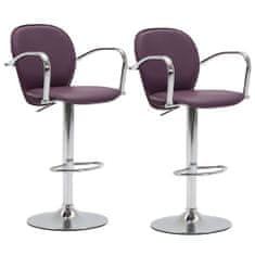 shumee Barski stolčki z naslonjali 2 kosa vijolično umetno usnje