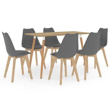 Vidaxl Jedilna garnitura 7-delna siva