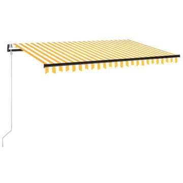 Vidaxl Avtomatska tenda LED + senzor 450x350 cm rumeno/bela