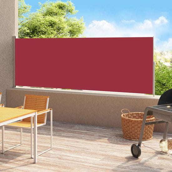 shumee vidaXL Zložljiva stranska tenda za teraso 200x500 cm rdeča