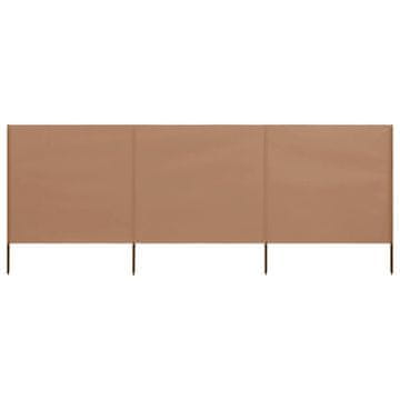 Vidaxl 3-panelni vetrobran tkanina 400x160 cm taupe