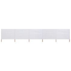 Vidaxl 5-panelni vetrobran tkanina 600x80 cm peščeno bel