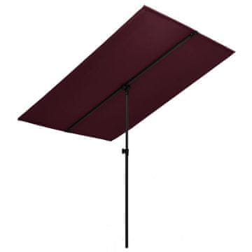 Vidaxl Vrtni senčnik z aluminijastim drogom 180x110 cm bordo rdeč