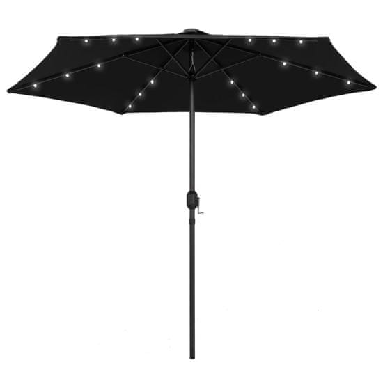 Vidaxl Senčnik z LED lučkami in aluminijastim drogom 270 cm črn