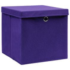 Greatstore Škatle s pokrovi 4 kosi 28x28x28 cm vijolične
