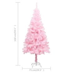 Vidaxl Umetna novoletna jelka s stojalom roza 150 cm PVC
