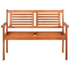 Vidaxl Vrtna klop za 2 osebi z blazino 120 cm trden evkaliptus