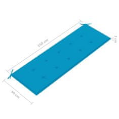 Vidaxl Vrtna klop z modro blazino 150 cm trdna tikovina