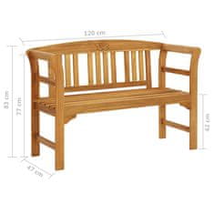 Vidaxl Vrtna klop z blazino 120 cm trden akacijev les