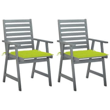 shumee Zunanji jedilni stoli z blazinami 2 kosa trden akacijev les