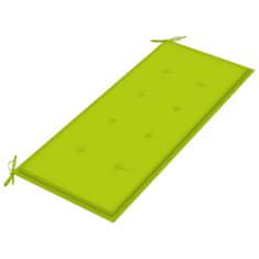 Vidaxl Klop Batavia s svetlo zeleno blazino 120 cm trdna tikovina
