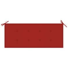 Vidaxl Klop Batavia z rdečo blazino 120 cm trdna tikovina