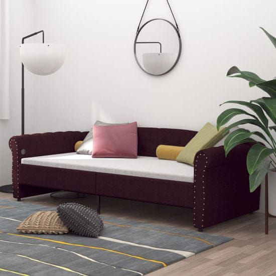 shumee Dnevna postelja z vzmetnico USB vijolično blago 90x200 cm