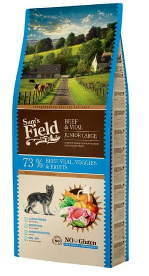Sam's Field Large Junior hrana za pse, govedina in teletina, 13 kg