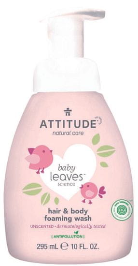 Attitude pena za umivanje otrok (2 v 1) Baby leaves, brez vonja, 295 ml