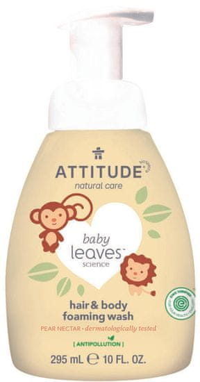 Attitude pena za otroško kopel (2v1) Baby leaves, z vonjem hruške, 295 ml
