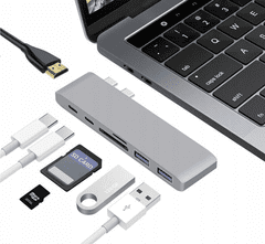 CO2 Adapter za računalnik CO2, vozlišče 7v1 za Apple, za MacBook Pro / Air Retina, vesoljsko siva CO2-0118